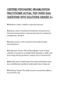 CERTIFIED PSYCHIATRIC REHABILITATION PRACTITIONER ACTUAL TEST PAPER 2026 QUESTIONS WITH SOLUTIONS GRADED A&plus;