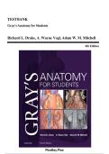 Test Bank - Gray&rsquo;s Anatomy for Students&comma; 4th Edition &lpar;Drake&comma; 2020&rpar;&comma; Chapter 1-8 &vert; All Chapters  100&percnt; fully covered