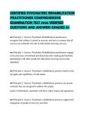 CERTIFIED PSYCHIATRIC REHABILITATION PRACTITIONER COMPREHENSIVE EXAMINATION TEST 2026 VERIFIED QUESTIONS AND ANSWERS GRADED A&plus;