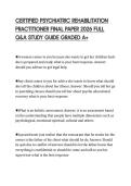 CERTIFIED PSYCHIATRIC REHABILITATION PRACTITIONER FINAL PAPER 2026 FULL Q&A STUDY GUIDE GRADED A&plus;