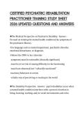 CERTIFIED PSYCHIATRIC REHABILITATION PRACTITIONER TRAINING STUDY SHEET 2026 UPDATED QUESTIONS AND ANSWERS