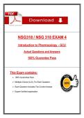 NSG318 &sol; NSG 318 EXAM 4 Introduction to Pharmacology - GCU Actual Questions and Answers 100&percnt; Guarantee Pass