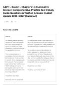 A&P 1 - Exam 1 - Chapters 1-3 Cumulative Review &vert; Comprehensive Practice Test &vert; Study Guide Questions & Verified Answers &vert; Latest Update 2026 &vert; 2027 &lpar;Rated A&plus;&rpar;