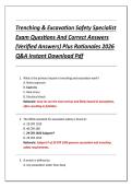Trenching & Excavation Safety Specialist  Exam Questions And Correct Answers  &lpar;Verified Answers&rpar; Plus Rationales 2026  Q&A Instant Download Pdf 