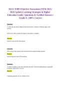WGU D389 Learning Strategies in Higher Education Objective Assessment Exam Questions and Verified Answers Complete Study Guide
