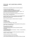 PSYCH 365 - UNIT 2 QUESTIONS & VERIFIED ANSWERS