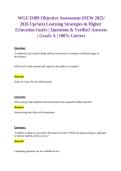 WGU D389 Learning Strategies in Higher Education Objective Assessment Exam Questions and Verified Answers Complete Study Guide