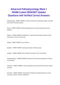Advanced Pathophysiology Week 1 NU606 &lpar;Latest 2026&sol;2027 Update&rpar; Questions with Verified Correct Answers