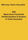 Med Surg 1 Exam 4 Key Points PDF &vert; Medical Surgical Nursing Quick Review Notes