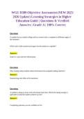 WGU D389 Learning Strategies in Higher Education Objective Assessment Exam Questions and Verified Answers Complete Study Guide