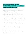 CERTIFIED RECOVERY SUPPORT SPECIALIST EXAM SCRIPT 2026 QUESTIONS WITH ANSWERS GRADED A&plus;