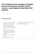 PCT Certification Exam Questions &vert; Strategies Review of Key Quizzes with 100&percnt; Correct Answers &vert; Latest Update Verified 2026 &vert; 2027 &lpar;Rated A&rpar;