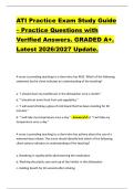 ATI Practice Exam Study Guide &ndash; Practice Questions with  Verified Answers&period; GRADED A&plus;&period;  Latest 2026&sol;2027 Update&period; 