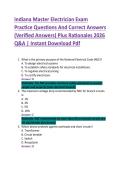 Indiana Master Electrician Exam  Practice Questions And Correct Answers  &lpar;Verified Answers&rpar; Plus Rationales 2026  Q&A &vert; Instant Download Pdf 