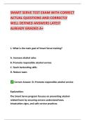 SMART SERVE TEST EXAM WITH CORRECT  ACTUAL QUESTIONS AND CORRECTLY  WELL DEFINED ANSWERS LATEST  ALREADY GRADED A&plus; 