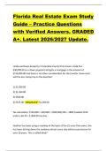 Florida Real Estate Exam Study  Guide &ndash; Practice Questions  with Verified Answers&period; GRADED  A&plus;&period; Latest 2026&sol;2027 Update&period; 