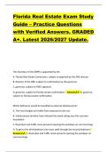 Florida Real Estate Exam Study  Guide &ndash; Practice Questions  with Verified Answers&period; GRADED  A&plus;&period; Latest 2026&sol;2027 Update&period; 