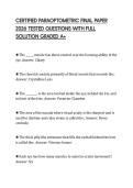 CERTIFIED PARAOPTOMETRIC FINAL PAPER 2026 TESTED QUESTIONS WITH FULL SOLUTION GRADED A&plus;