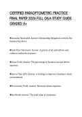 CERTIFIED PARAOPTOMETRIC PRACTICE FINAL PAPER 2026 FULL Q&A STUDY GUIDE GRADED A&plus;