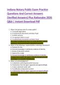Indiana Notary Public Exam Practice  Questions And Correct Answers  &lpar;Verified Answers&rpar; Plus Rationales 2026  Q&A &vert; Instant Download Pdf