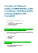 Indiana Property And Casualty  Insurance Exam Practice Questions And  Correct Answers &lpar;Verified Answers&rpar; Plus  Rationales 2026 Q&A &vert; Instant  Download Pdf