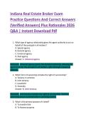 Indiana Real Estate Broker Exam  Practice Questions And Correct Answers  &lpar;Verified Answers&rpar; Plus Rationales 2026  Q&A &vert; Instant Download Pdf