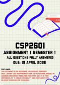 CSP2601 Assignment 1 &lpar;Quiz&rpar; Semester 1 Memo &vert; Due 21 April 2026