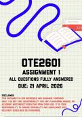 OTE2601 Assignment 1 &lpar;Quiz&rpar; Semester 1 Memo &vert; Due 21 April 2026