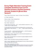 Envoy Flight Attendant Training Exam Complete Questions And Correct Detailed Answers &lpar;Verified Answers&rpar; &vert;Already Graded A&plus;&vert;&vert;Brand New Version&excl;&excl;