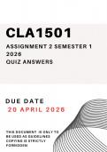 CLA1501 Assignment 2 Semester 1 2026 Quiz  &vert; Due 20 April 2026