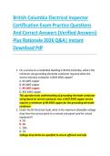 British Columbia Electrical Inspector  Certification Exam Practice Questions  And Correct Answers &lpar;Verified Answers&rpar;  Plus Rationale 2026 Q&A&vert; Instant  Download Pdf 