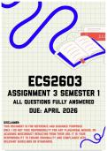 ECS2603 Assignment 3 Semester 1 Memo &vert; Due April 2026