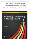TEST BANK For Essentials of Nursing Leadership & Management 8th Edition  Sally A&period; Weiss&comma; Verified Chapters 1 - 16&comma; Complete 