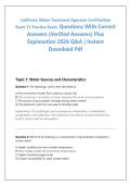 California Water Treatment Operator Certification Exam T1 Practice Exam  Questions With Correct Answers &lpar;Verified Answers&rpar; Plus Explanation 2026 Q&A &vert; Instant Download Pdf