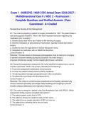 Exam 1 - NUR2392 &sol; NUR 2392 Actual Exam 2026&sol;2027 &vert; Multidimensional Care II &sol; MDC 2 - Rasmussen &vert; Complete Questions and Verified Answers &vert; Pass Guaranteed - A&plus; Graded&NewLine;