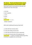 FA davis - Fluid and Electrolyte Exam Actual Questions and Answers 2026&period;docx&NewLine;&NewLine;