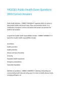 MCCQE1 Public Health Exam Questions With Correct Answers