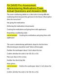 FA DAVID Pre Assessment Administering Medications Exam Actual Questions and Answers 2026&period;docx&NewLine;&NewLine;