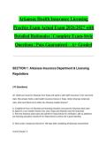 Arkansas Health Insurance Licensing Practice Exam Actual Exam 2026&sol;2027 with Detailed Rationales &vert; Complete Exam-Style Questions &vert; Pass Guaranteed &ndash; A&plus; Graded&NewLine;&NewLine;