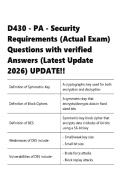 D430 - PA - Security Requirements &lpar;Actual Exam&rpar; Questions with verified Answers &lpar;Latest Update 2026&rpar;