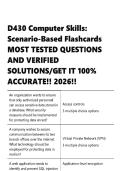 D430 Computer Skills Scenario-Based Flashcards MOST TESTED QUESTIONS AND VERIFIED