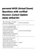 personal d430 &lpar;Actual Exam&rpar; Questions with verified Answers &lpar;Latest Update 2026&rpar; UPDATE&excl;&excl;&period;pdf