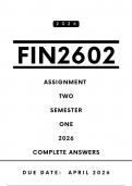 FIN2602 Assignment 2 Answers - Semester 1 &comma; 2026 &vert; Due Date April 2026