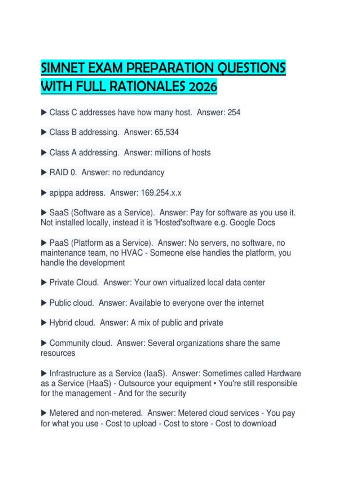 SIMNET EXAM PREPARATION QUESTIONS WITH FULL RATIONALES 2026. - SIMNET ...
