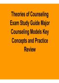 Theories of Counseling Exam Study Guide Major Counseling Models Key Concepts Practice Review Psychotherapy Questions Answers 2025&sol; 2026