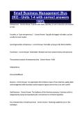 Small Business Management &lpar;Bus 202&rpar; - Units 1-4 with correct answers 100&percnt;