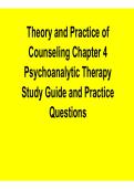 Theory and Practice of Counseling Chapter 4 Psychoanalytic Therapy Study Guide Practice Counseling Psychotherapy Exam Questions Answers 2025&sol; 2026