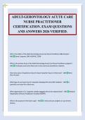 ADULT-GERONTOLOGY ACUTE CARE&NewLine;NURSE PRACTITIONER&NewLine;CERTIFICATION&period; EXAM QUESTIONS&NewLine;AND ANSWERS 2026 VERIFIED&period;