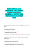 NURS 204 Final Exam QUESTIONS AND VERIFIED CORRECT ANSWERS GRADED A&plus; -LATEST 2026-2027- 100- GUARANTEED PASS&period;docx&NewLine;&NewLine;