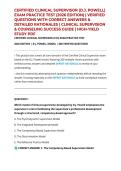 CERTIFIED CLINICAL SUPERVISOR &lpar;D&period;J&period; POWELL&rpar; EXAM PRACTICE TEST &lpar;2026 EDITION&rpar; &vert; VERIFIED QUESTIONS WITH CORRECT ANSWERS & DETAILED RATIONALES &vert; CLINICAL SUPERVISION & COUNSELING SUCCESS GUIDE &vert; HIGH-YIELD STUDY PDF